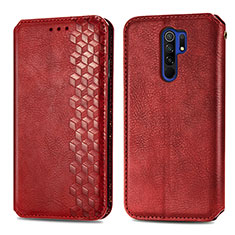 Custodia Portafoglio In Pelle Cover con Supporto S01D per Xiaomi Redmi 9 Prime India Rosso