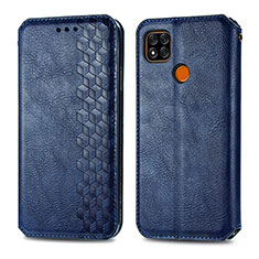 Custodia Portafoglio In Pelle Cover con Supporto S01D per Xiaomi Redmi 9C Blu