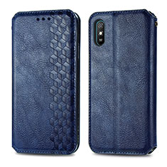 Custodia Portafoglio In Pelle Cover con Supporto S01D per Xiaomi Redmi 9i Blu