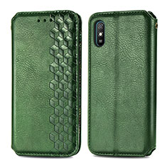 Custodia Portafoglio In Pelle Cover con Supporto S01D per Xiaomi Redmi 9i Verde