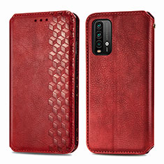 Custodia Portafoglio In Pelle Cover con Supporto S01D per Xiaomi Redmi 9T 4G Rosso