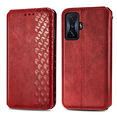 Custodia Portafoglio In Pelle Cover con Supporto S01D per Xiaomi Redmi K50 Gaming AMG F1 5G Rosso