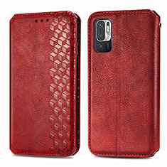 Custodia Portafoglio In Pelle Cover con Supporto S01D per Xiaomi Redmi Note 10 JE 5G Rosso