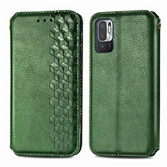 Custodia Portafoglio In Pelle Cover con Supporto S01D per Xiaomi Redmi Note 10 JE 5G Verde