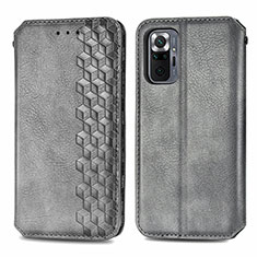 Custodia Portafoglio In Pelle Cover con Supporto S01D per Xiaomi Redmi Note 10 Pro 4G Grigio