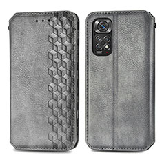 Custodia Portafoglio In Pelle Cover con Supporto S01D per Xiaomi Redmi Note 11 Pro 4G Grigio