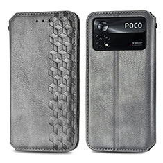 Custodia Portafoglio In Pelle Cover con Supporto S01D per Xiaomi Redmi Note 11E Pro 5G Grigio