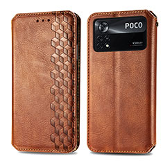 Custodia Portafoglio In Pelle Cover con Supporto S01D per Xiaomi Redmi Note 11E Pro 5G Marrone