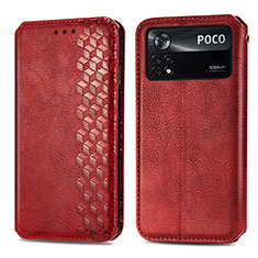 Custodia Portafoglio In Pelle Cover con Supporto S01D per Xiaomi Redmi Note 11E Pro 5G Rosso