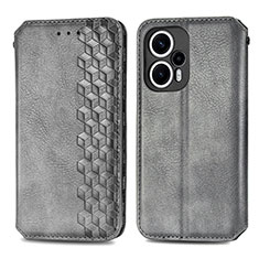 Custodia Portafoglio In Pelle Cover con Supporto S01D per Xiaomi Redmi Note 12 Turbo 5G Grigio