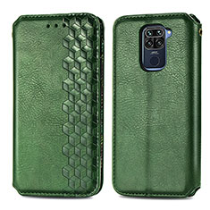 Custodia Portafoglio In Pelle Cover con Supporto S01D per Xiaomi Redmi Note 9 Verde