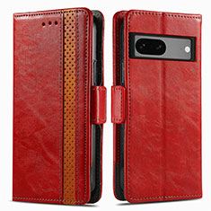 Custodia Portafoglio In Pelle Cover con Supporto S02D per Google Pixel 7 5G Rosso