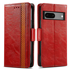 Custodia Portafoglio In Pelle Cover con Supporto S02D per Google Pixel 7a 5G Rosso