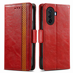 Custodia Portafoglio In Pelle Cover con Supporto S02D per Huawei Enjoy 50 Rosso