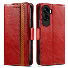 Custodia Portafoglio In Pelle Cover con Supporto S02D per Huawei Honor 90 Lite 5G Rosso