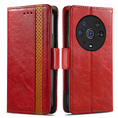 Custodia Portafoglio In Pelle Cover con Supporto S02D per Huawei Honor Magic3 Pro 5G Rosso