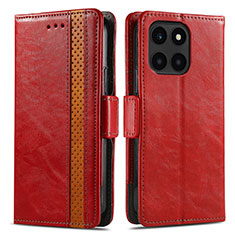 Custodia Portafoglio In Pelle Cover con Supporto S02D per Huawei Honor X8b Rosso