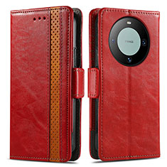 Custodia Portafoglio In Pelle Cover con Supporto S02D per Huawei Mate 60 Pro+ Plus Rosso