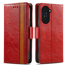 Custodia Portafoglio In Pelle Cover con Supporto S02D per Huawei Nova 10 Rosso