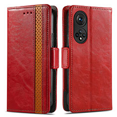 Custodia Portafoglio In Pelle Cover con Supporto S02D per Huawei Nova 9 Rosso