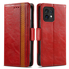 Custodia Portafoglio In Pelle Cover con Supporto S02D per Motorola Moto Edge 40 Pro 5G Rosso