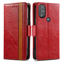 Custodia Portafoglio In Pelle Cover con Supporto S02D per Motorola Moto G Play (2023) Rosso