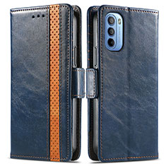 Custodia Portafoglio In Pelle Cover con Supporto S02D per Motorola Moto G31 Blu