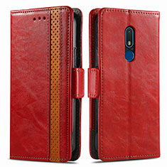 Custodia Portafoglio In Pelle Cover con Supporto S02D per Nokia C3 Rosso