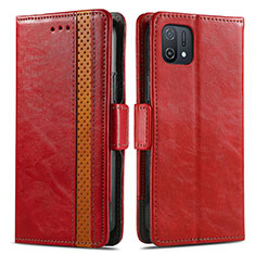 Custodia Portafoglio In Pelle Cover con Supporto S02D per Oppo A16K Rosso