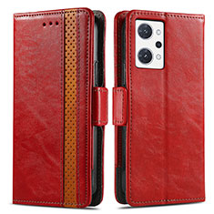 Custodia Portafoglio In Pelle Cover con Supporto S02D per Oppo Reno7 A Rosso