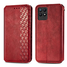 Custodia Portafoglio In Pelle Cover con Supporto S02D per Realme 8i Rosso