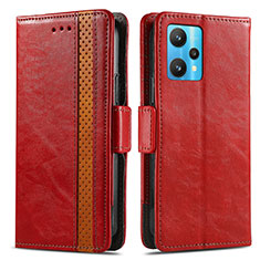 Custodia Portafoglio In Pelle Cover con Supporto S02D per Realme 9 4G Rosso