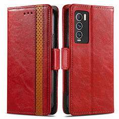 Custodia Portafoglio In Pelle Cover con Supporto S02D per Realme GT Master Explorer 5G Rosso