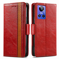 Custodia Portafoglio In Pelle Cover con Supporto S02D per Realme GT Neo3 5G Rosso