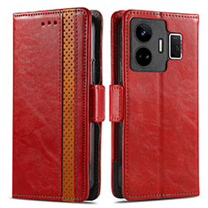 Custodia Portafoglio In Pelle Cover con Supporto S02D per Realme GT Neo5 5G Rosso