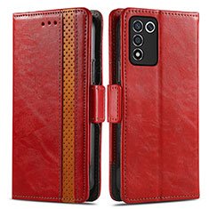 Custodia Portafoglio In Pelle Cover con Supporto S02D per Realme Q3t 5G Rosso