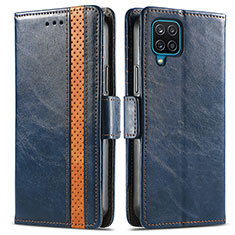 Custodia Portafoglio In Pelle Cover con Supporto S02D per Samsung Galaxy A12 5G Blu