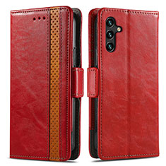 Custodia Portafoglio In Pelle Cover con Supporto S02D per Samsung Galaxy A13 5G Rosso