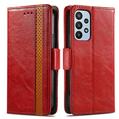 Custodia Portafoglio In Pelle Cover con Supporto S02D per Samsung Galaxy A23 5G Rosso