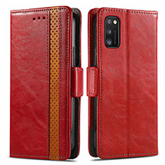 Custodia Portafoglio In Pelle Cover con Supporto S02D per Samsung Galaxy A41 Rosso