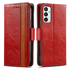 Custodia Portafoglio In Pelle Cover con Supporto S02D per Samsung Galaxy F23 5G Rosso