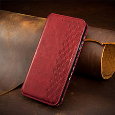 Custodia Portafoglio In Pelle Cover con Supporto S02D per Samsung Galaxy M01 Rosso