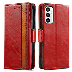 Custodia Portafoglio In Pelle Cover con Supporto S02D per Samsung Galaxy M23 5G Rosso