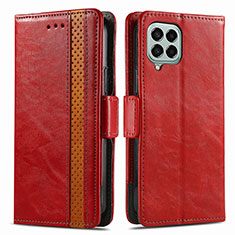 Custodia Portafoglio In Pelle Cover con Supporto S02D per Samsung Galaxy M33 5G Rosso