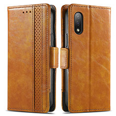 Custodia Portafoglio In Pelle Cover con Supporto S02D per Sony Xperia Ace II SO-41B Marrone Chiaro