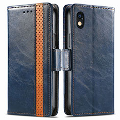 Custodia Portafoglio In Pelle Cover con Supporto S02D per Sony Xperia Ace III Blu