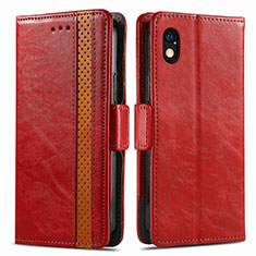 Custodia Portafoglio In Pelle Cover con Supporto S02D per Sony Xperia Ace III Rosso