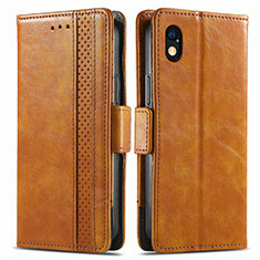 Custodia Portafoglio In Pelle Cover con Supporto S02D per Sony Xperia Ace III SO-53C Marrone Chiaro