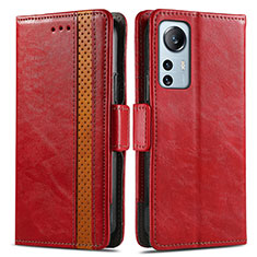 Custodia Portafoglio In Pelle Cover con Supporto S02D per Xiaomi Mi 12 Pro 5G Rosso