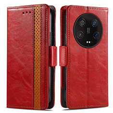 Custodia Portafoglio In Pelle Cover con Supporto S02D per Xiaomi Mi 13 Ultra 5G Rosso